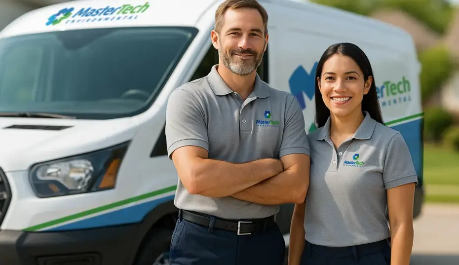 Mastertech Environmental technician providing mold removal service in a Virginia Beach home